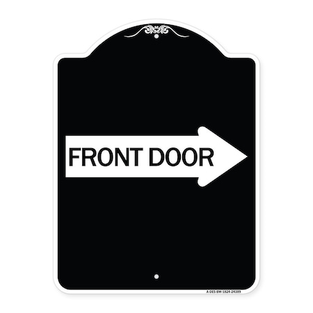 Front Door With Right Arrow Heavy-Gauge Aluminum Architectural Sign